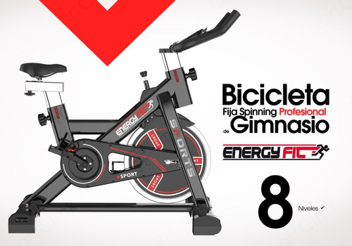 Imagen 6 de 10 de Bicicleta Fija Spinning Profesional Gym 8 Niveles 28 Kgs