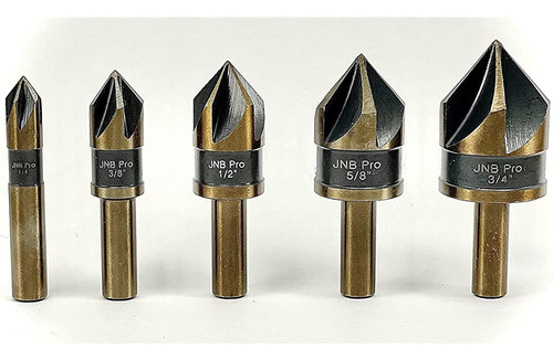 Jnb Pro Countersink Drill Bit Set Para Metal - 5 Pc De Acero