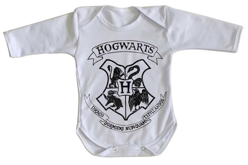 Kit 2 Body Bebê Nene Hogwarts Harry Potter Símbolo Preto