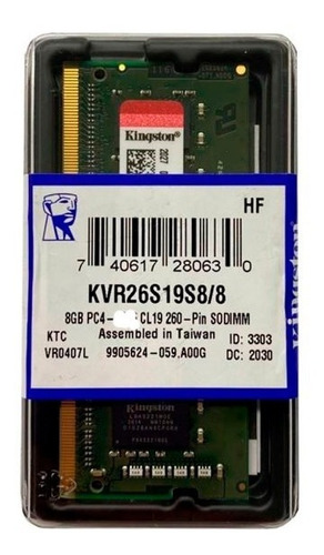 Memoria Ddr4 De 8gb Portatil 2133 Mhz Kingston Nueva