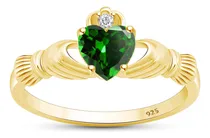 Comprar Anillo Claddagh Con Piedra Natal Simulada Y Circonita Cúbi.