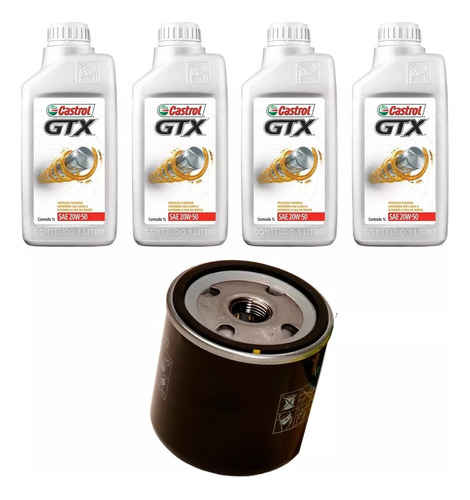 Kit 4 Oleo+filtro 20w50 Castrol Gtx Anti Borra Motor Cht Ae