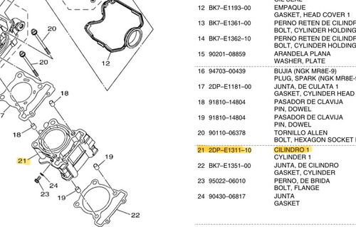 Cilindro + Kit Pistón Original Para Yamaha R15 V3, V4 Y Mt15