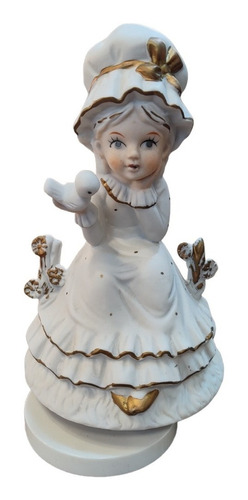 Figura Estatua Adorno Porcelana Musical Giratorio Niña