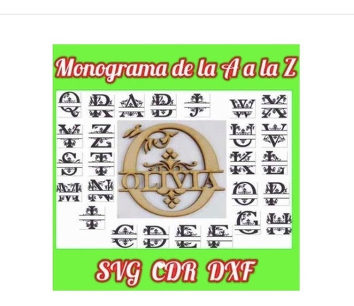 Vectores Monograma De A-z Corte Láser Cnc Cdr Svg Dxf X095