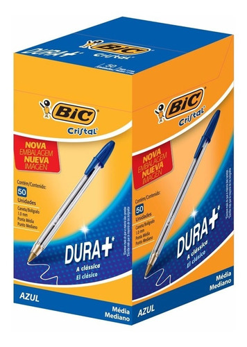 Caneta Bic Cristal 1 Cx Azul+1 Cx Preta-50 Unidades Cd Caixa