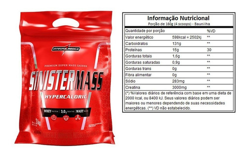 Hipercalórico Sinister Mass 3kg - Integral Medica