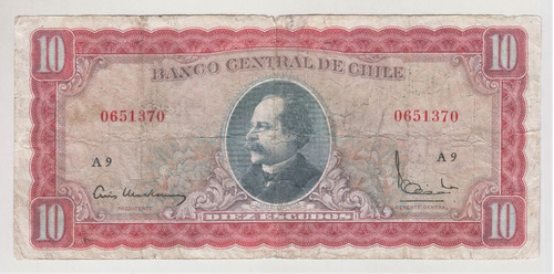 Billete Chile 10 Escudos Mackenna Ibañez A9 (c85)