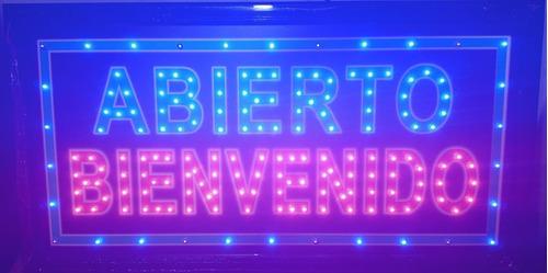 Avisos Letreros Led Abierto Bienvenidos Publicitarios