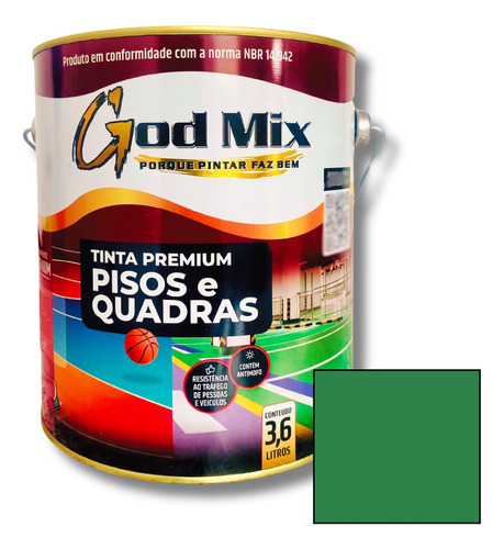 Tinta Piso Premium Concreto Asfalto Calçada Quadra 3,6 Cores Acabamento Fosco Cor Verde