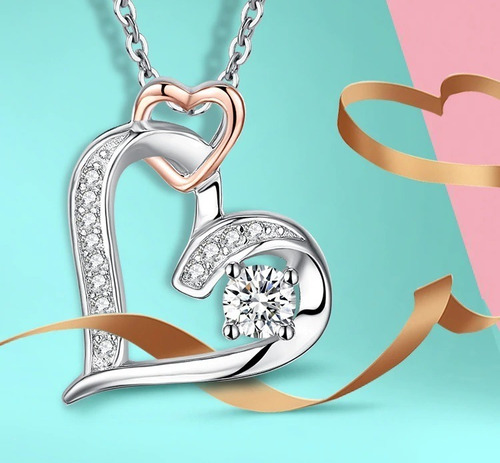 Collar De Plata Fina S925 Con Circones - Diseño Corazón Amor