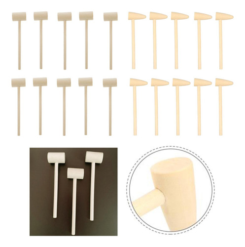 5 X 10 Juego De Mini Martillos De Madera Para Niños 14,7cm