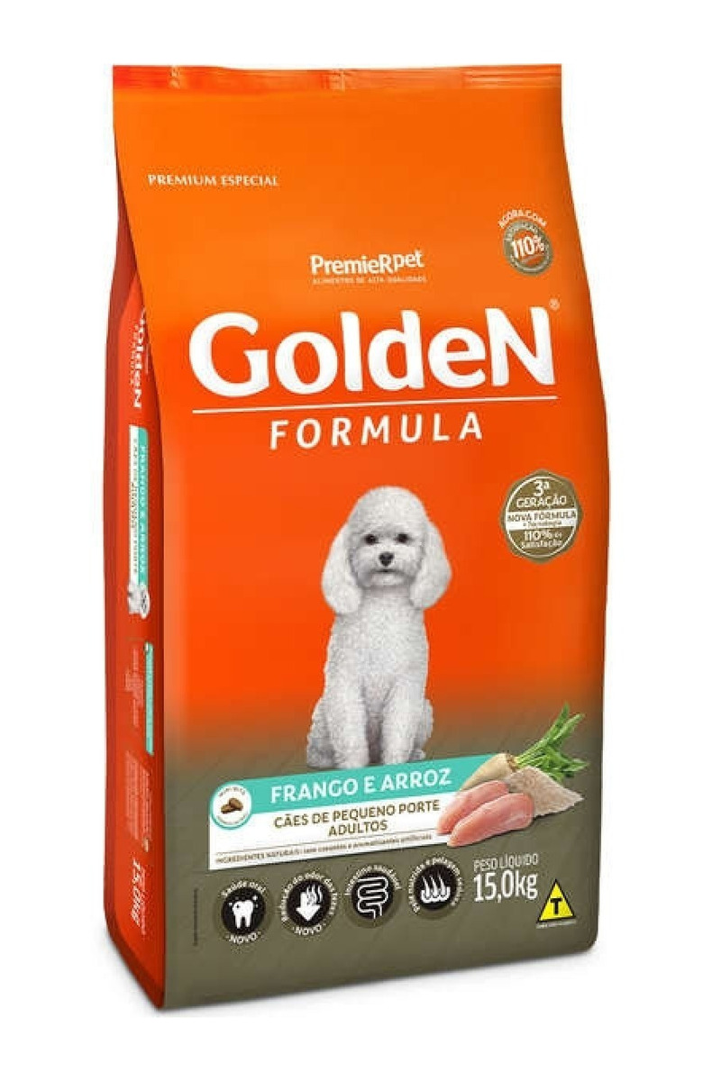 Alimento Golden Premium Especial Formula para cachorro adulto de raça pequena sabor frango e arroz em sacola de 15kg