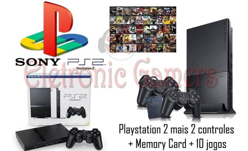 Ps2 Destravado + 2 Controles + Memorycard +10 Jogos Seminovo