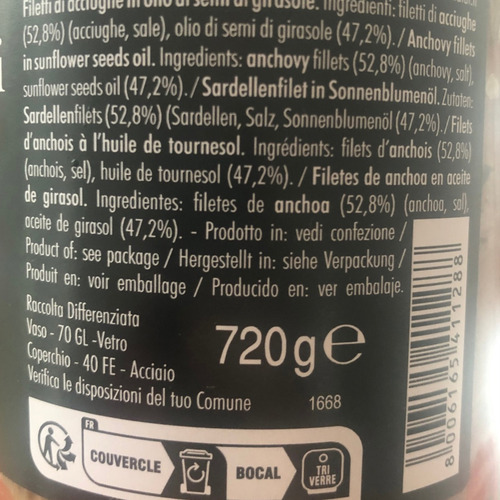 2 Pack Filete Anchoa En Aceite Casa Rinaldi 720 Grs Italia