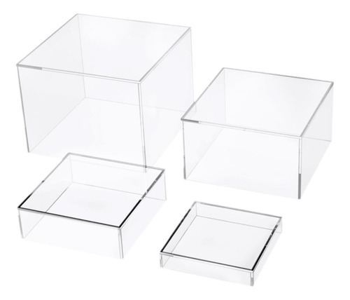 4 Peças Cubo Acrílico Caixa De Exibição Riser Food Riser