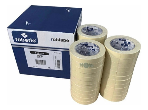 Roberlo - Cinta De Enmascarar 18mm - 48 Unidades -robtape Color Blanco Liso