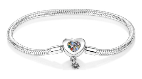 Pulsera 100% Auténtica Plata 925 Corazón Circones Coloridos