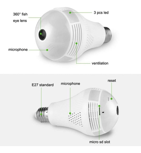 Sedary Cámara Seguridad Espía Wifi Tipo Ojo De Pez 1080p Ev