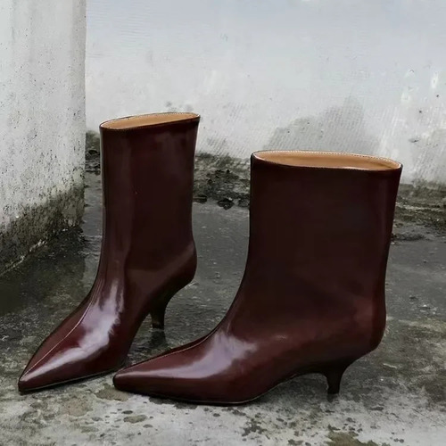 Botas Cortas Vintage Con Punta Puntiaguda Para Mujer