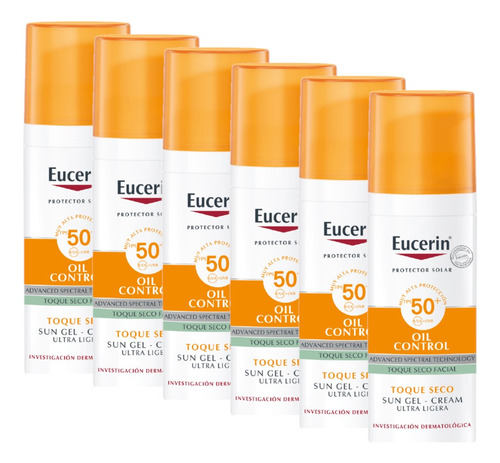 Combo X 6 Eucerin Protector Solar Fps 50 Toque Seco 50 Ml