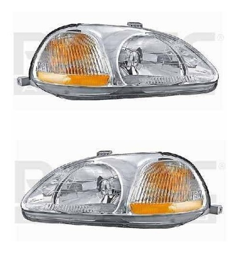 Par Juego Faros Honda Civic 1999 - 2000 2y4 Puertas Depo Rxc