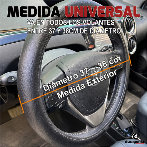 Imagen 2 de 6 de Funda Cubre Volante Cuerina Cuero Ecologico Negro Liso