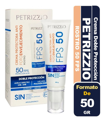 Petrizzio Crema Doble Protección Rostro Fps-50/luz Azul