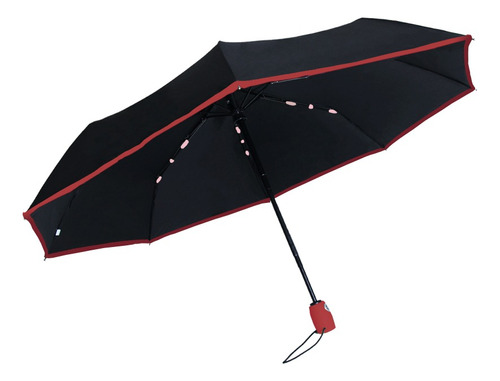 Paraguas Sombrilla P Lluvia Y Sol, Proteccion Uv Impermeable Color Rojo Diseño De La Tela Lunares
