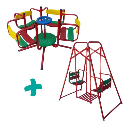 Hamaca Gemela + Calesita Infantil Para Niños - Plaza Jardin