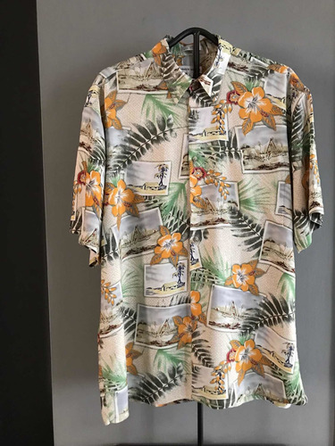 Camisa Hombre Tipo Hawaiana Vintage Pierre Cardin Talla L !!
