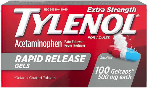 Tylenol Alivia Dolor Reduce Fiebre 100caps 500mg Apoyo Sueño