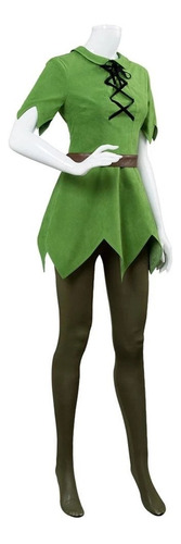 #4pcs Disfraz De Cosplay De Peter Pan, Traje Verde, Pantalon