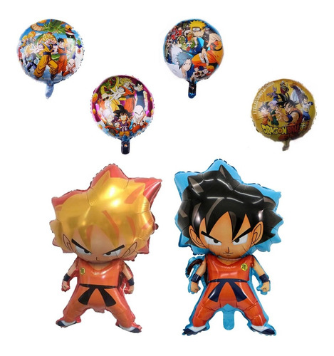Imagen 1 de 1 de Set De 6 Globos Dragon Ball Z Metalizados Goku Dragonball