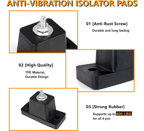 Paquete De 4 Almohadillas De Goma Antivibración, Sopor...
