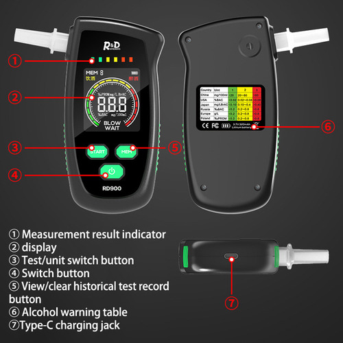 A Probador De Alcohol Led Digital Portátil Con Usb