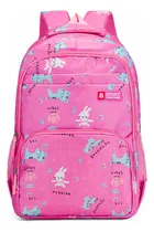 Comprar Mochila Escolar Feminina, Viagem, Bolsa Estudantes Cor Pink Desenho do tecido Listrado