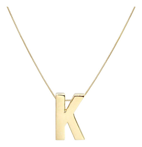 Collar Y Dije Zab, Letra K En Oro Solido De 10k Certificado