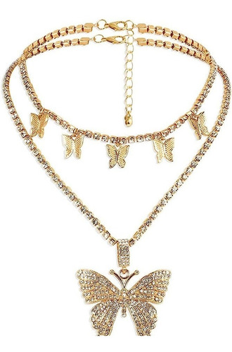 Collar Elegante Colgante Mariposa Doble Para Mujer Regalo