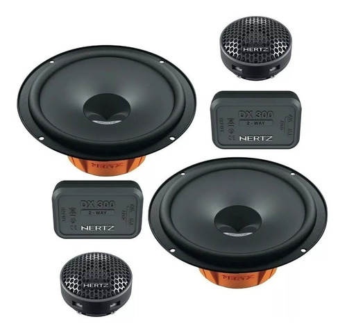 Kit Alto Falante 2 Vias Hertz Dsk 165.3 160w Rms 6 Polegada Cor Preto