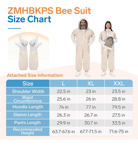 Traje De Apicultor Zmhbkps, Talla Xl (169.8 A 180 Cm)