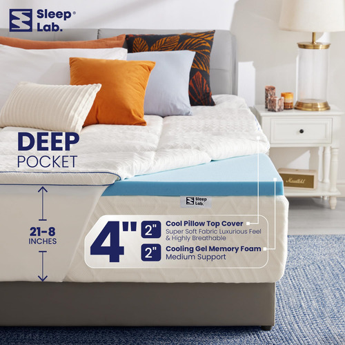 Sleep Lab Cubrecolchón De Espuma Viscoelástica De Doble Capa