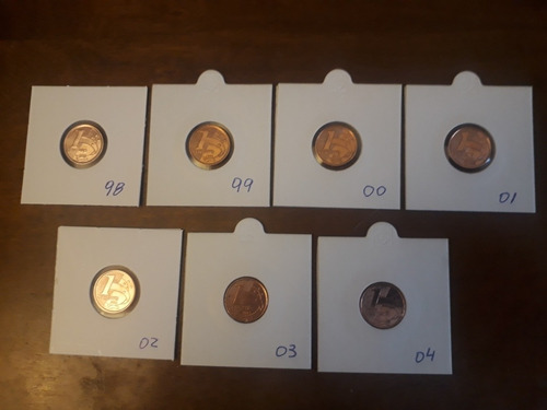 Moedas De 1 Centavo, De 98 A 04, Coin Holder, Ótimo Estado