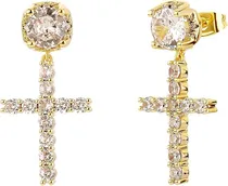 Comprar Plating De Oro 18k Circonio Cruz Aretes,joyeria Mujer Hombre