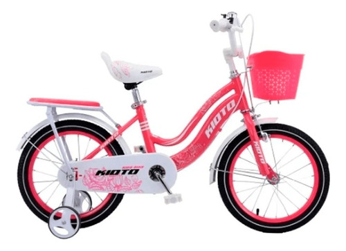 Bicicleta Infantil Kioto Niña R16 Color Coral Con Ruedas