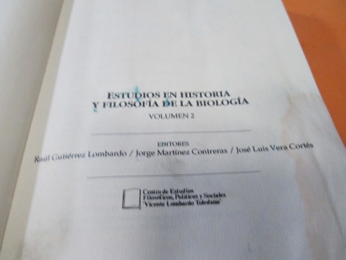 Estudios En Historia Y Filosofía De La Biología 1ra Edi 1999