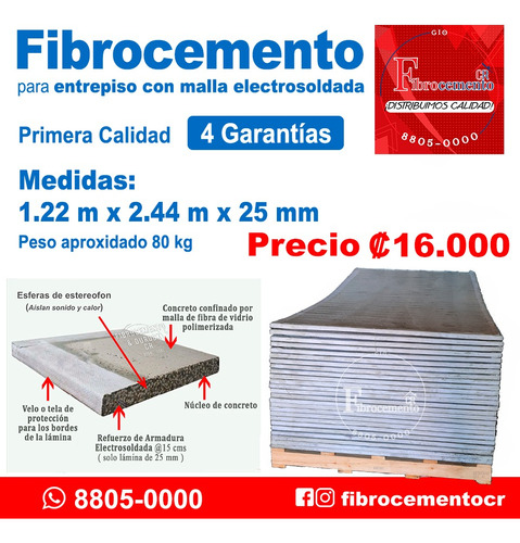 Fibrocemento Para Entrepiso Con Malla Electrosoldada