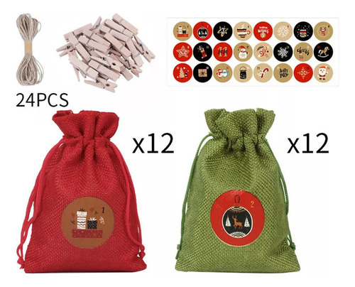 24 Burlap Bags Jute Sacks Christmas Candy Gift Ornaments