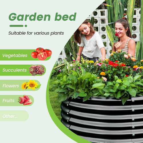 Cama De Jardín Elevada Galvanizada De 90x90x60cm