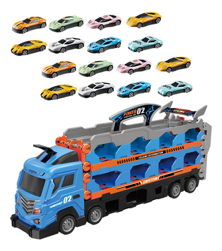 Juego De Juguetes Para Camiones Azul Con 16 Coches